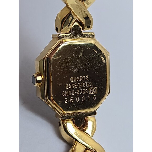 Vintage Lassale Seiko Womens Gold Tone Faceted Octagon Black Watch New Battery main image 4